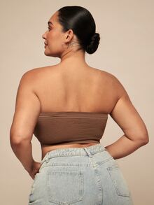 SHEIN BAE CURVE 前开合无缝胸罩，适合大尺码 - 咖啡棕 - 查看 2