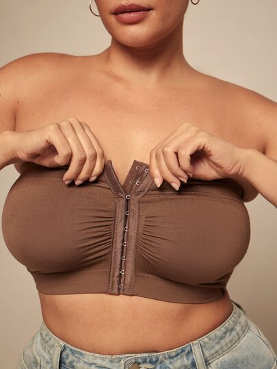 SHEIN BAE CURVE 前开合无缝胸罩，适合大尺码