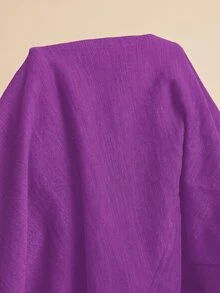 Freevana Plus Size Women Solid Color Casual Versatile Daily Wear T-Shirt - Purple - View 8