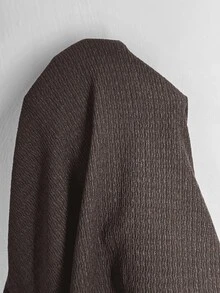 SHEIN EZwear 大码纯色圆领短袖上衣和长裤休闲度假清凉感两件套，夏季/春季女装，春假 - 咖啡棕 - 查看 8