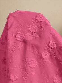 Freevana 大尺碼女款提花休閒百搭日常外出襯衫 - 玫紅色 - 查看 3