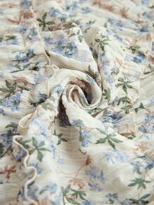 Freevana Camisa de Talla Grande Casual para Vacaciones con Estampado Floral - Celeste - Ver 8