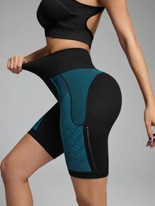 Innovista Innovista Women's Midnight Blue High Waist Sports Shorts Built In Liner Compression Squat Proof Booty Lift Running Gym Yoga Training Activewear - Black - View 2