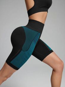 Innovista Innovista Women's Midnight Blue High Waist Sports Shorts Built In Liner Compression Squat Proof Booty Lift Running Gym Yoga Training Activewear - Black - View 7