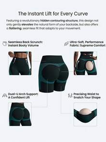 Innovista Innovista Women's Midnight Blue High Waist Sports Shorts Built In Liner Compression Squat Proof Booty Lift Running Gym Yoga Training Activewear - Black - View 3