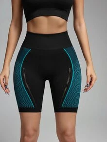Innovista Innovista Women's Midnight Blue High Waist Sports Shorts Built In Liner Compression Squat Proof Booty Lift Running Gym Yoga Training Activewear - Black - View 10