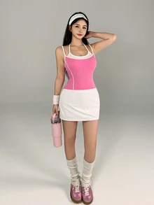 DAZY Women's 2 In 1 Daily Fitness Sports Camisole Tank Top - Hot Pink - View 6