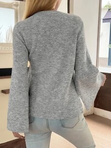 DAZY Women's Solid Color Casual Elegant Versatile Daily Wear Cardigan Brunch Office Grey Autumn - Grey - View 3