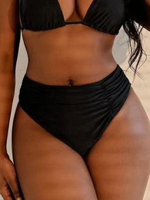 Slaydiva قطعة سفلية لملابس السباحة النسائية بلون أسود سادة، صيفية جذابة - الأسود - مشاهدة 5