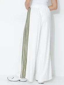 Pimkie Edition Women's Casual Striped Colorblock Drawstring Waist Sweatpants - White - View 2