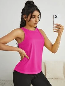 Slayform Slayform Women's Solid Color Backless Exercise Fitness Tank Top - Hot Pink - View 7