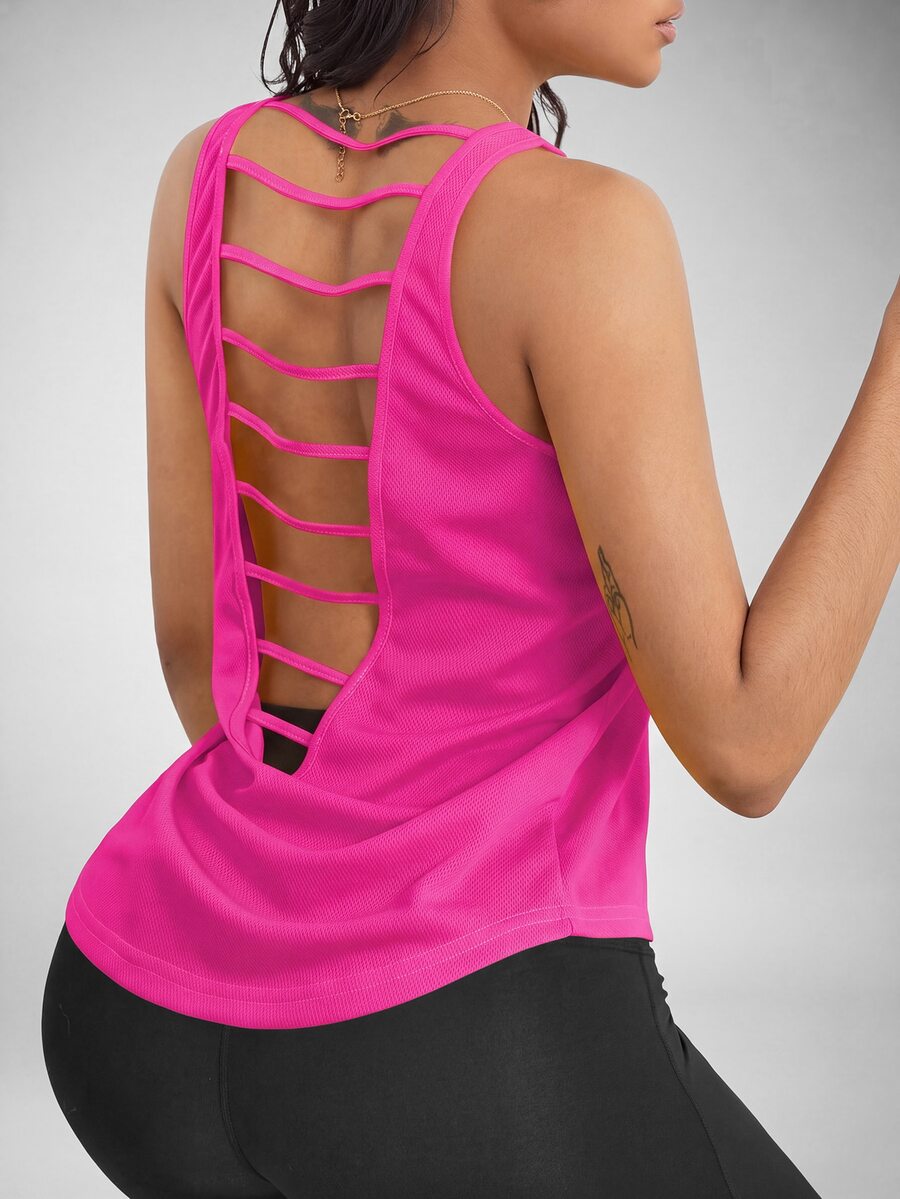 Slayform Slayform Women's Solid Color Backless Exercise Fitness Tank Top