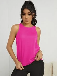 Slayform Slayform Women's Solid Color Backless Exercise Fitness Tank Top - Hot Pink - View 6