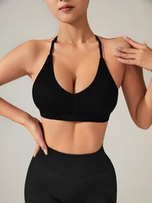 Slayform Slayform Women's Black Halter Sports Bra - Black - View 5