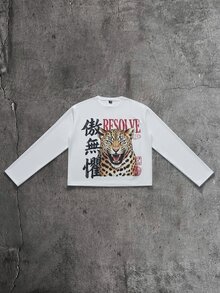 AXEPEAK 男士休閒度假寬鬆舒適戶外時尚印花百搭T恤 - 白色 - 查看 4