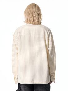ROMWE MEN Street Life Men's Casual Striped Lace-Up Shirt - Multicolor - View 3