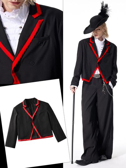 Street Life Blazer à double boutonnage à manches longues avec revers cranté pour hommes