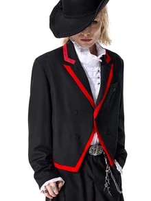 ROMWE MEN Street Life Men's Notch Lapel Long Sleeve Double-Breasted Blazer - Black - View 11