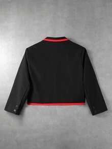 ROMWE MEN Street Life Men's Notch Lapel Long Sleeve Double-Breasted Blazer - Black - View 13