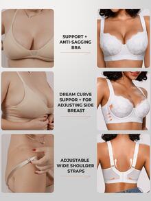 Bareli Dear Women's White Underwire Sexy Lace Non-Slip Wide Strap Bra, 1pc - White - View 4