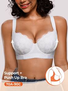 Bareli Dear Women's White Underwire Sexy Lace Non-Slip Wide Strap Bra, 1pc - White - View 1
