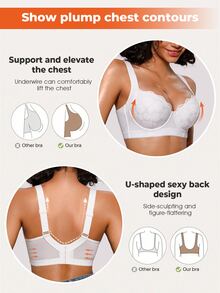 Bareli Dear Women's White Underwire Sexy Lace Non-Slip Wide Strap Bra, 1pc - White - View 7