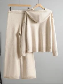 Cévolie Set Sweater Berkerudung dan Celana Rajut Wanita - Aprikot - View 7