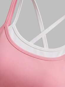 Sweetra Women's Plus Size 2 Pieces Camisole Top And Shorts Sports Set - Pink - View 6