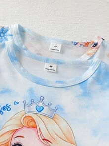 Genkimix Kids 女童幼兒簡約時尚粉色與灰色可愛卡通羊印花2件組短袖長版睡袍家居服 - 藍色 - 查看 7