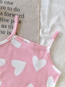 SHEIN Baby Girls Summer Sweet Lady Knitted Camisole Slim Fit 1pcs Set Romper - Pink - View 4
