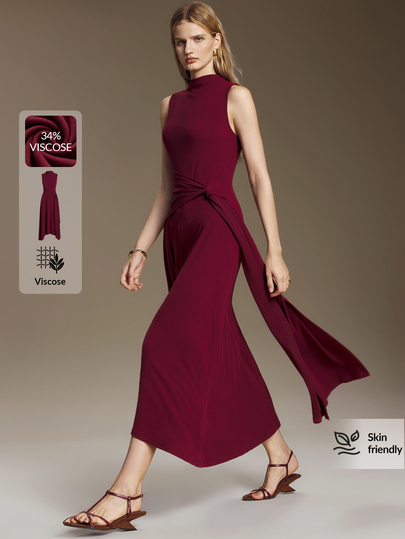 Ontre Women's Beach Holiday Outfit Country Style Country Music Concert 2026SS Autumn/Winter New Sleeveless Tie Waist Dress Minimalist Elegant Old Money Style