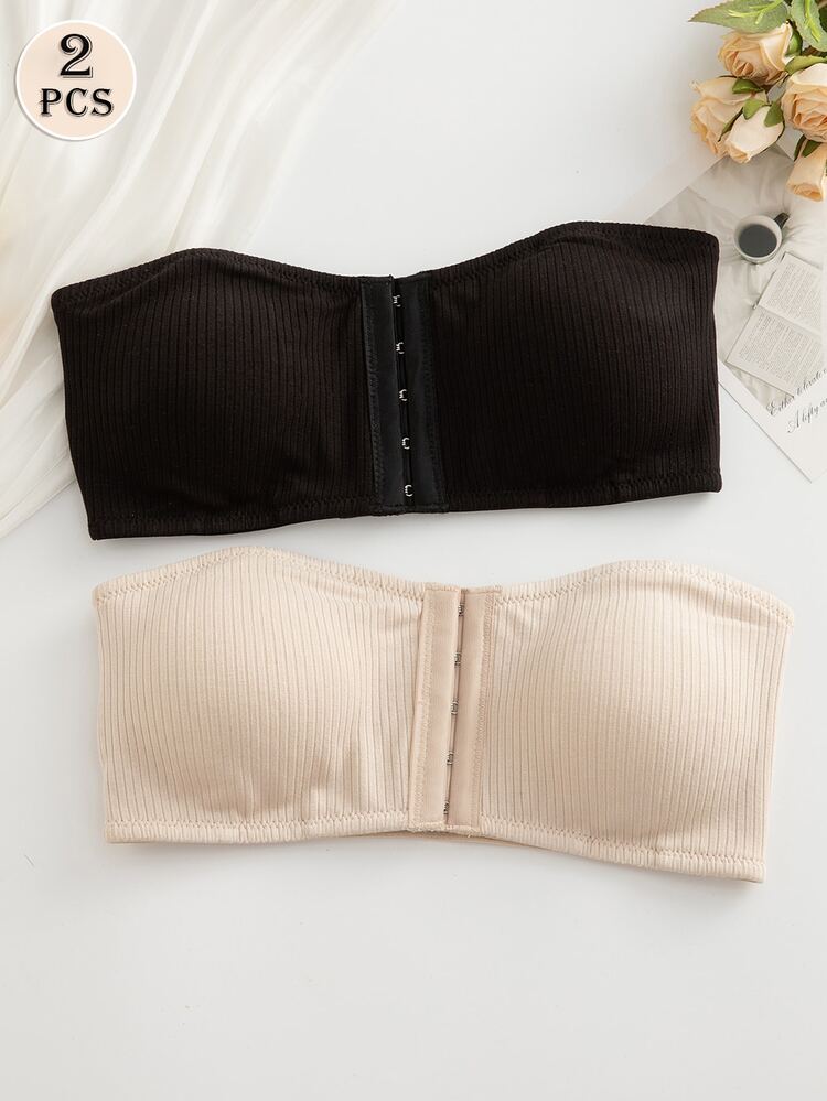 Wedaily 2pcs Front Closure Adjustable Push Up Strapless Bra Set Lingerie For Women - Multicolor - View 3