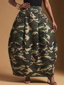 Vixey Women's High Waist Camouflage Tulip Denim Skirt - Multicolor - View 5