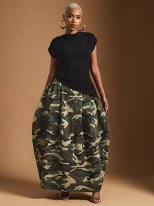 Vixey Women's High Waist Camouflage Tulip Denim Skirt - Multicolor - View 4