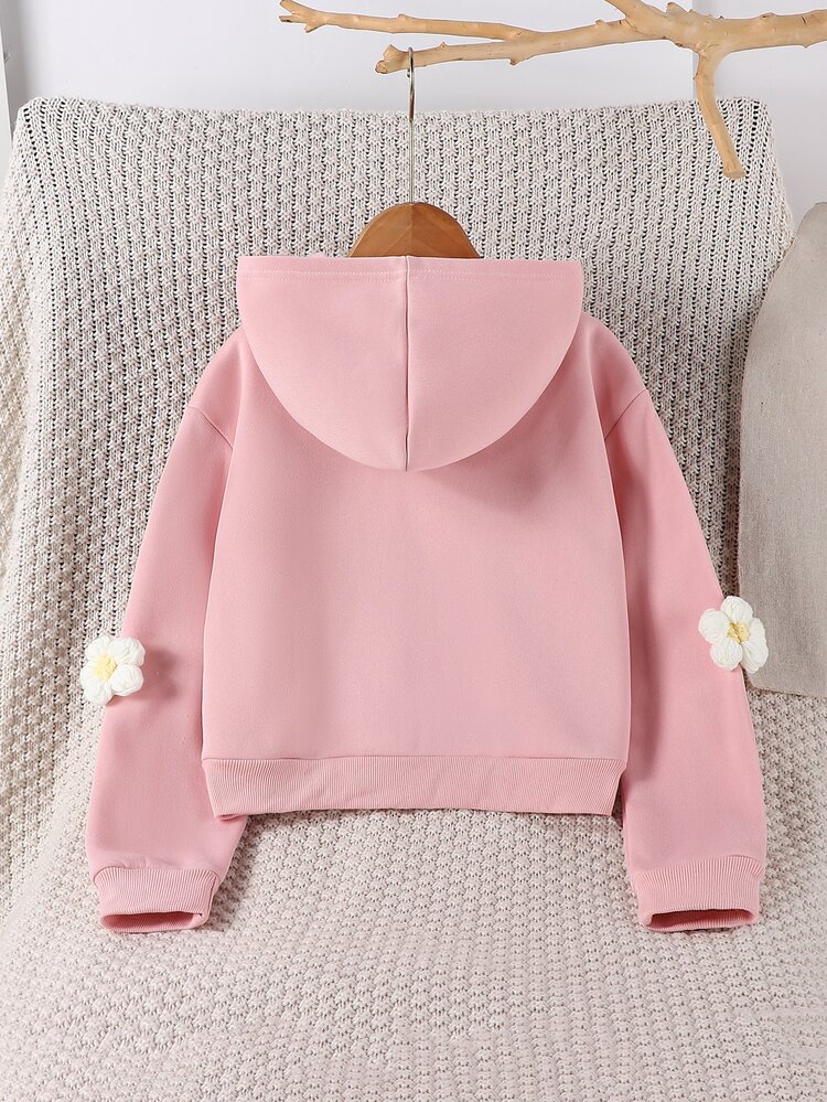 Tween Girls Long Sleeve Fleece Jacket Coat, Autumn/Winter Solid Color Fashion Zipper Sweatshirt Jacket, Holiday Outfits - Pink - View 2
