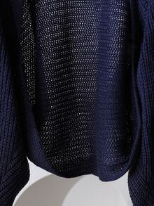 青少年女孩百搭日常長袖針織開襟衫，適合週末出遊，秋冬款 - 藏蓝色 - 查看 4