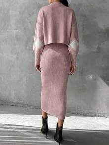 EURMUSE Cozy Knit Sweater & Matching Two Pieces Set - Multicolor - View 2
