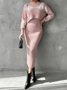 EURMUSE Cozy Knit Sweater & Matching Two Pieces Set - Multicolor - View 6