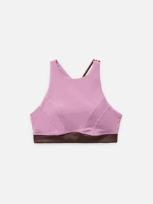Nöista Part Of A Set, Top For Fall Winter Activewear With Contrast Color And Crossed Back Ties And A Cut Out On The Back Part Perfect For Pilates And Barre. - Pink - View 8