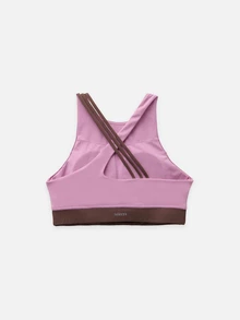 Nöista Part Of A Set, Top For Fall Winter Activewear With Contrast Color And Crossed Back Ties And A Cut Out On The Back Part Perfect For Pilates And Barre. - Pink - View 9
