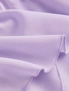 SHEIN MOD Plus Size Women's Solid Color Asymmetric Ruffle Hem Drawstring Pleated Layered Party Skirt Fall - Purple - View 4