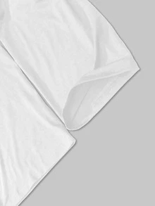 ROMWE MEN Street Life Long Sleeve T-Shirt, Slogan Print On Sleeves, Streetwear, Sporty, Casual - White - View 4