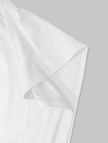 ROMWE MEN Street Life Long Sleeve T-Shirt, Slogan Print On Sleeves, Streetwear, Sporty, Casual - White - View 6