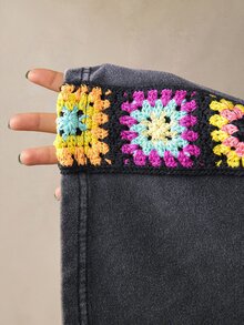 Boho Mama Celana Hamil dengan Pengait Samping, Motif Bunga, Pinggang Dapat Diatur, dan Potongan Lebar. - Grey - View 7
