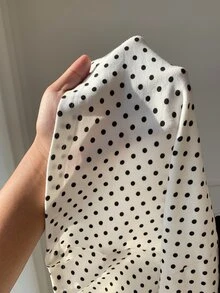 Comfortcana Atasan Kasual Lengan Panjang Wanita Motif Polkadot dengan Ikatan di Depan - Putih - View 10