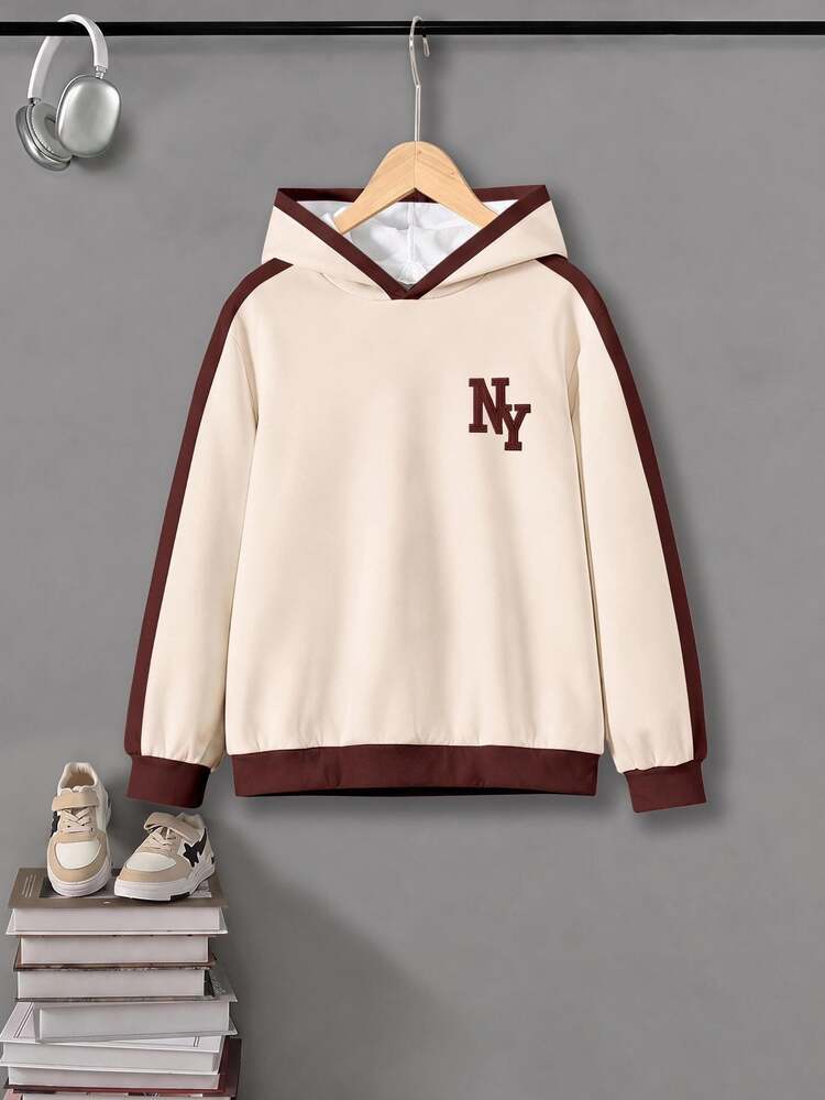 Tween Boys 2pcs Casual Sports Colorblock Design Letter Print Hooded Sweatshirt & Jogger Pants - Multicolor - View 6