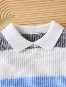 Fall Clothes Winter Toddler Boys Multicolor Long Sleeve Striped Color Block Sweater & Pants Set, Back To School, Cozy Soft, Festival Outfits Christmas - Multicolor - View 6