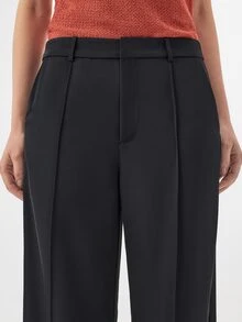 KÆRIA Hus Celana Panjang Lurus Abadi - Bahan Crepe Berkontur Kompak - Hitam - Set, Pakaian Kantor, Elegan, Santai, Hari Kerja, Pakaian Kerja - Hitam - View 3