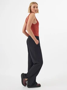 KÆRIA Hus Celana Panjang Lurus Abadi - Bahan Crepe Berkontur Kompak - Hitam - Set, Pakaian Kantor, Elegan, Santai, Hari Kerja, Pakaian Kerja - Hitam - View 6