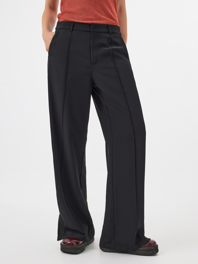 KÆRIA Hus Pantalón de pierna recta atemporal - Crepé de contorno compacto para traje - Negro - Conjunto, Ropa de oficina, Elegante, Relajado, Día de trabajo, Ropa de trabajo